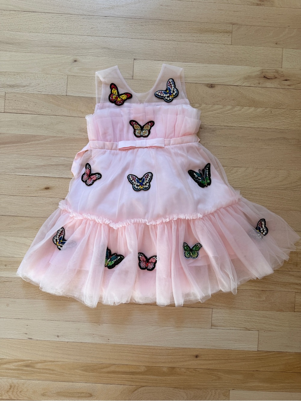 Lola + The Boys Pink Butterfly Appliqué Tulle Dress